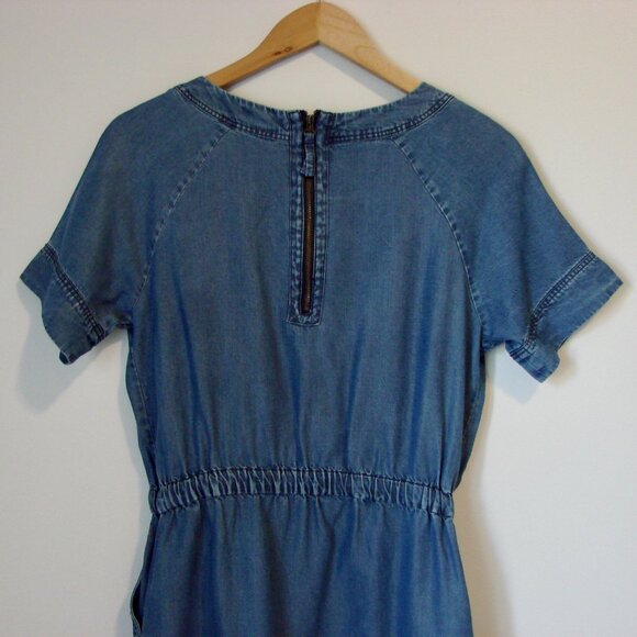 J. Crew Chambray Denim Dress Blue Preppy Tencel Short Sleeve Mini Size Small - Picture 12 of 16